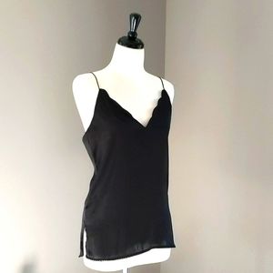 Silky, Black, Scalloped Front Women's Tank Top by Intimately Sz XS